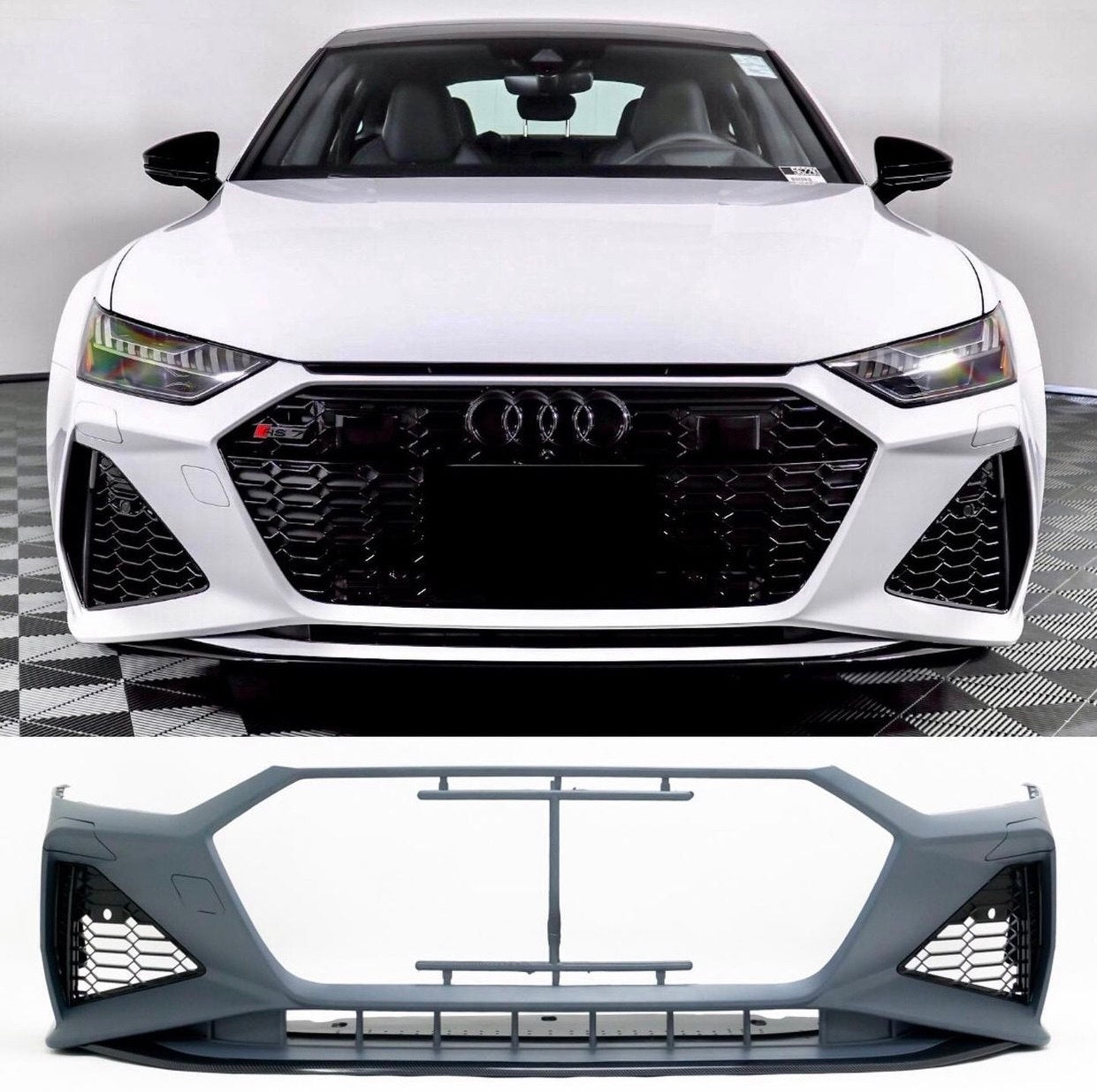 RS7 STYLE LOOK FRONT BUMPER UPGRADE KIT FOR AUDI A7 C8 4K MK2 2018+ WITH GRILLE
