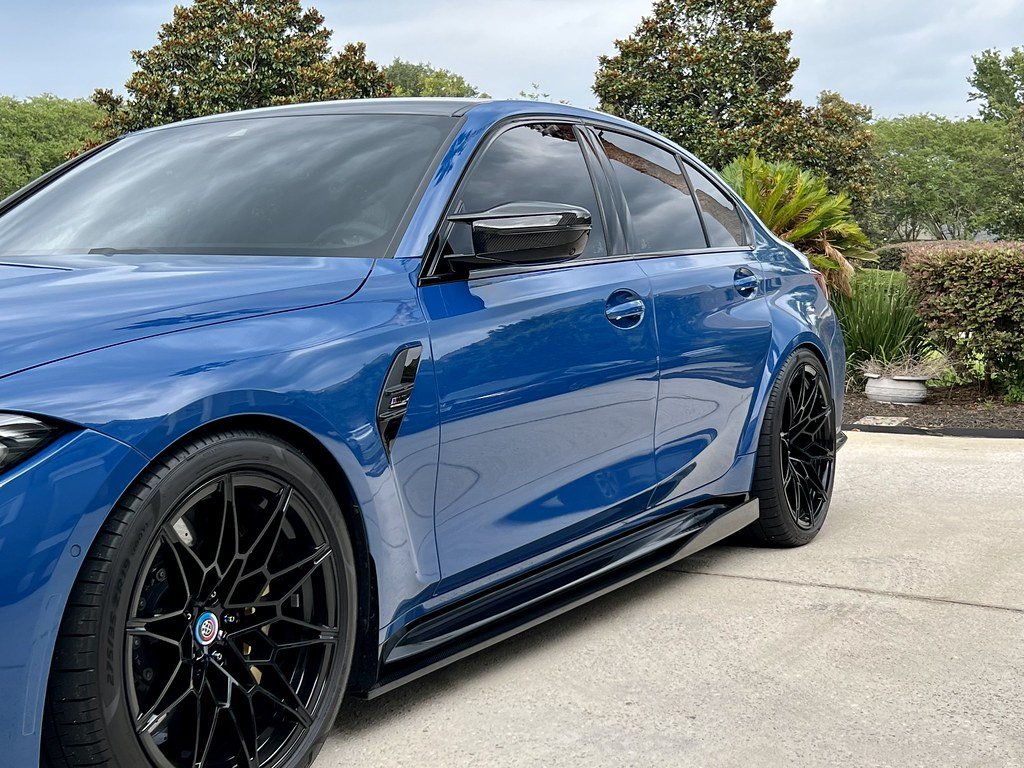 thumbnail image 2 of Cuztomtuning Real Carbon Fiber Side Skirt Extensions For 2021-2025 BMW G80 M3 – MP Style, Pair 2 of 3
