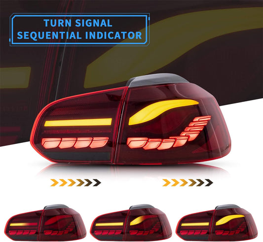 GOLF 6 CS STYLE OLED SEQUENTIAL SMOKED RED TAILLIGHTS