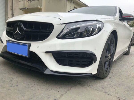 MERC W205 C-CLASS AMG STYLE GLOSS BLACK FRONT LIP