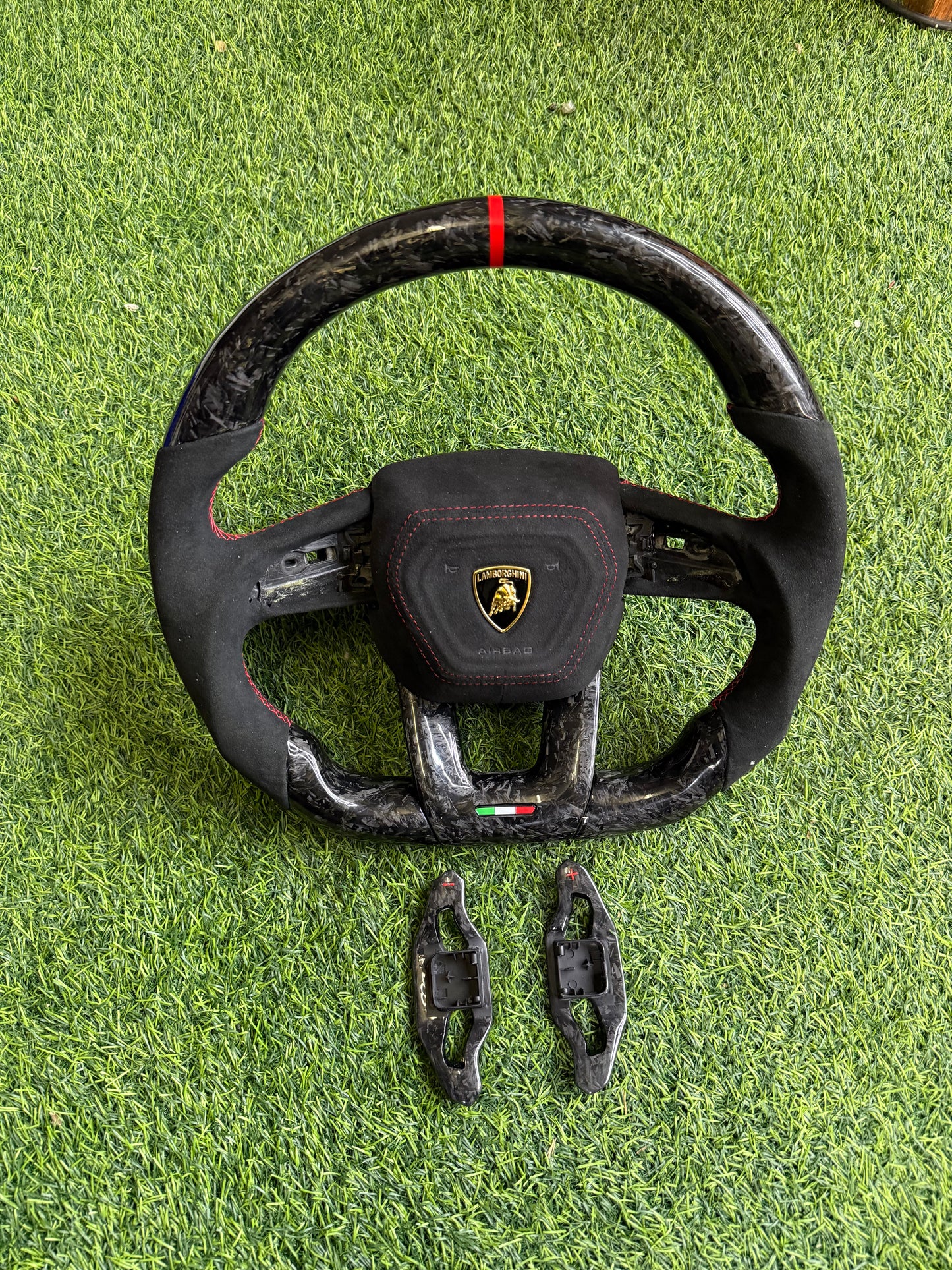 Lamborghini Forged Carbon Steering wheel with Red o Clock