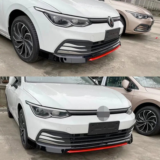 GOLF 8 GLOSS BLACK WITH RED 3-PIECE FRONT LIP