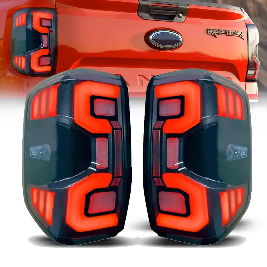 FORD RANGER NEXT GEN SMOKED BLACK 3D BAR STYLE LED TAILIGHTS
