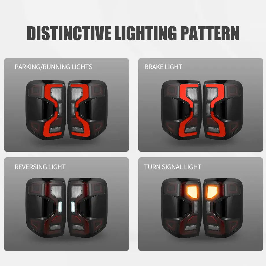 FORD RANGER NEXT GEN SMOKED BLACK RAPTOR STYLE LED TAILIGHTS