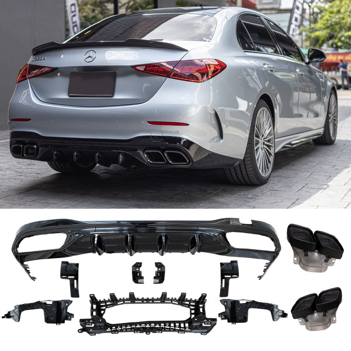 MERC W206 C-CLASS SEDAN C63S STYLE DIFFUSER