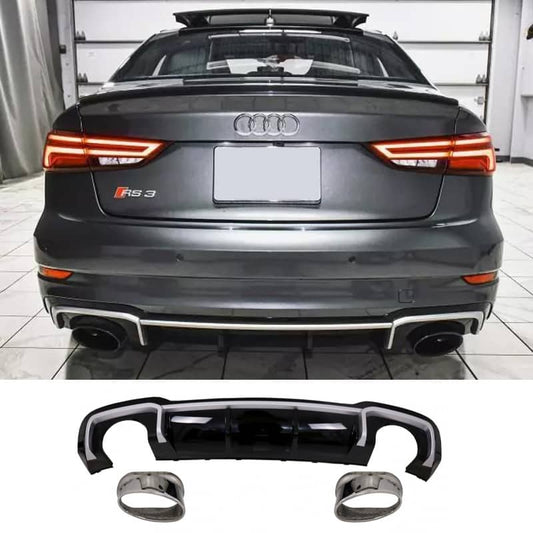 AUDI A3 / S3 8V.2 SEDAN RS3 STYLE DIFFUSER WITH PIPES