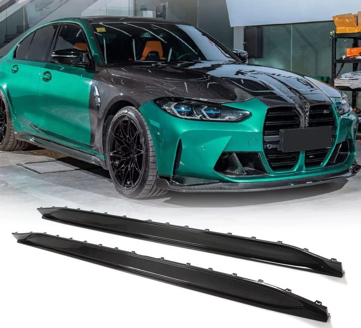 G80 M3 CARBON FIBRE 3D STYLE SIDE SKIRT EXTENSIONS