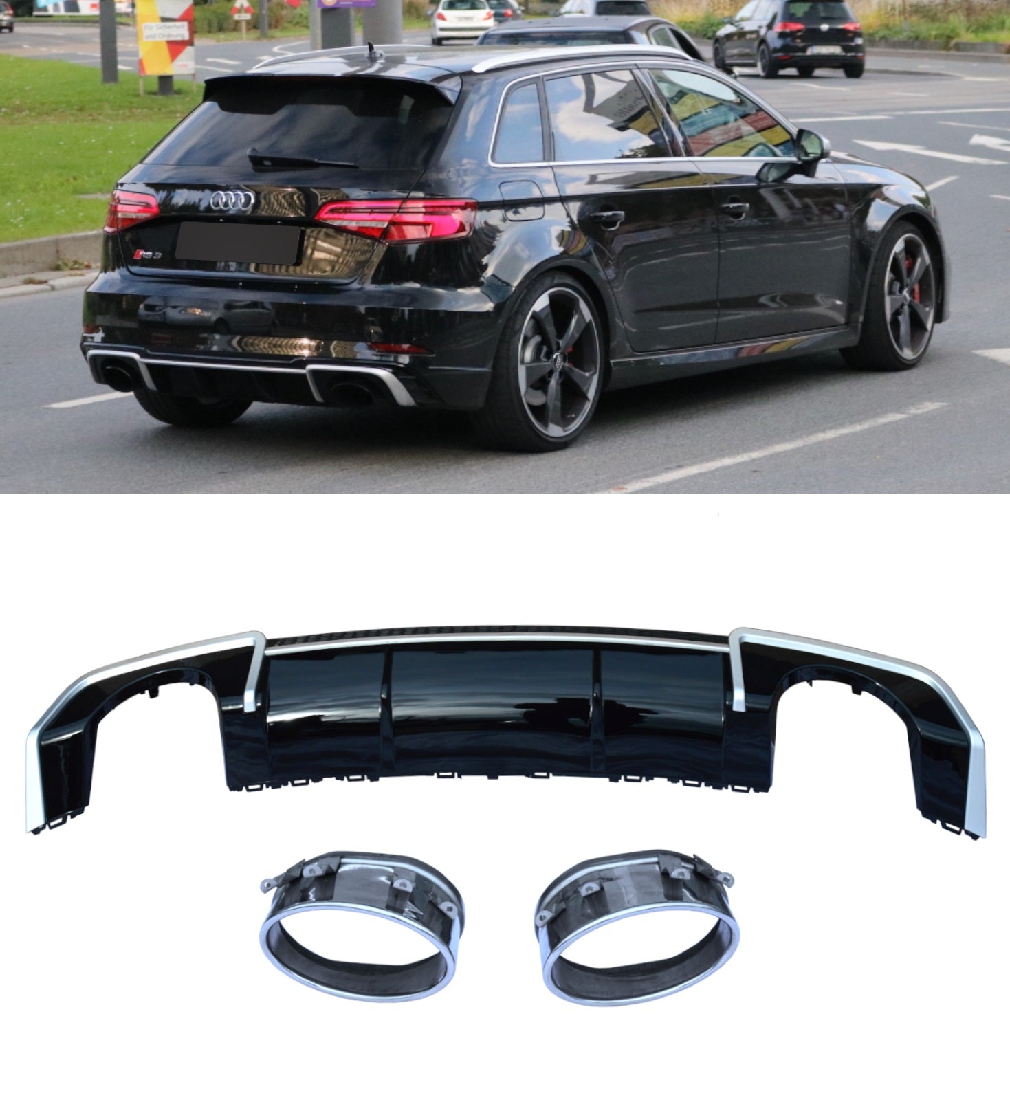 AUDI A3 / S3 8V.2 HATCHBACK RS3 STYLE DIFFUSER WITH PIPES – Karbon Auto