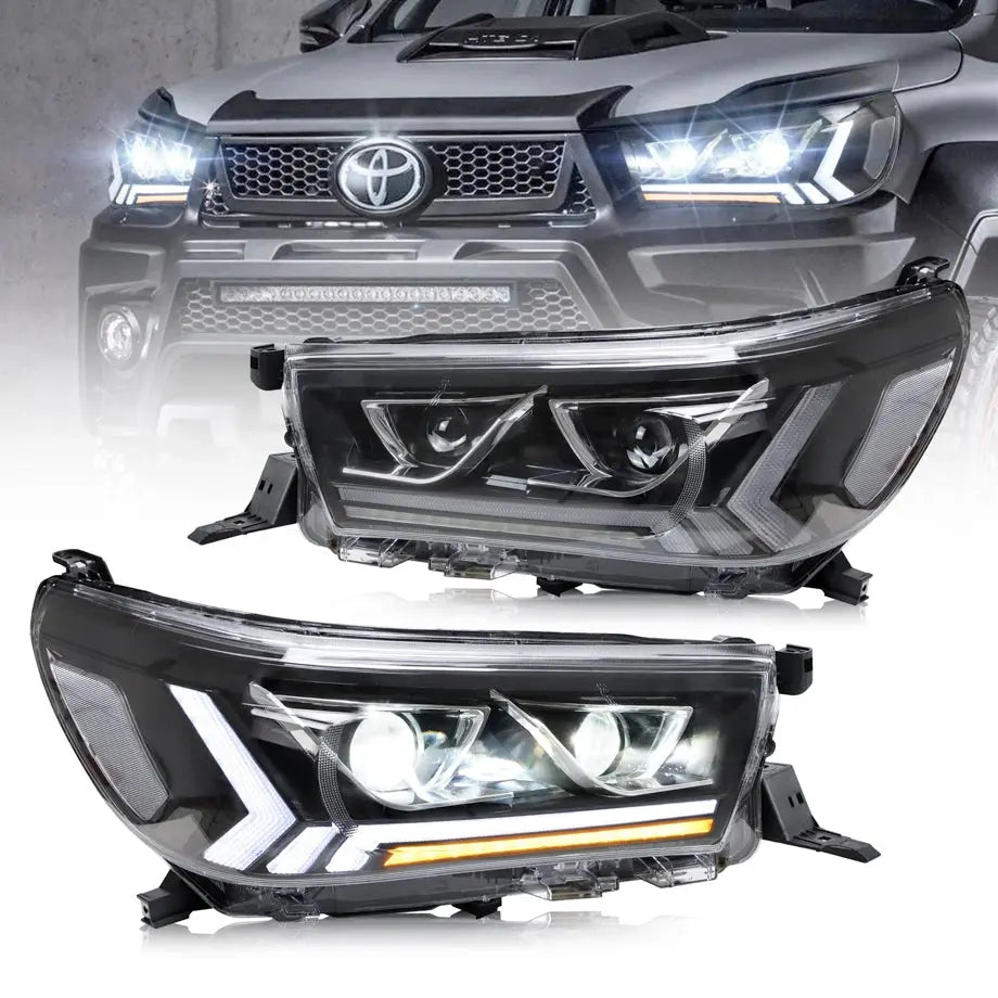 TOYOTA HILUX REVO DUAL  XENON UPGRADE HEADLIGHT WITH LED SEQUENTIAl Indicator (16-19)