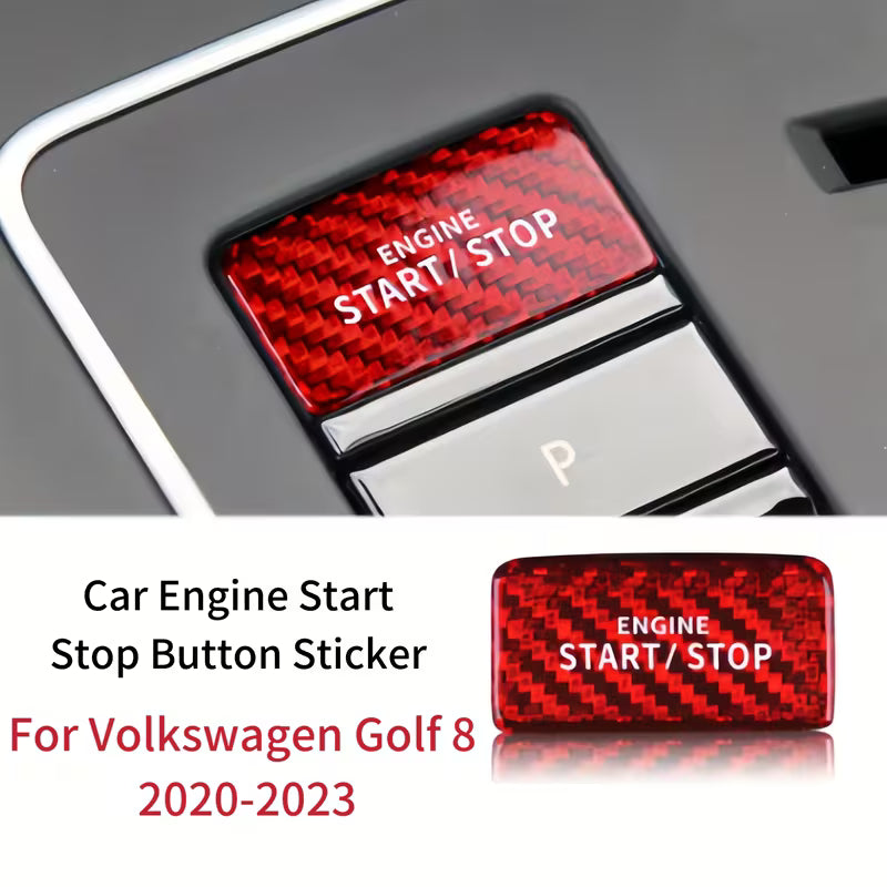 Sticker Engine Stop VW MK8 ENGINE START STOP BUTTON STICKER /TRIM REAL CARBON FIBER COVER ...