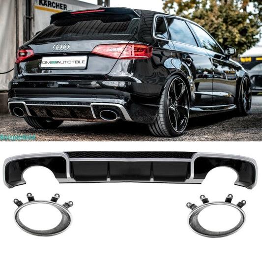 AUDI A3 8V HATCHBACK RS3 STYLE DIFFUSER WITH PIPES