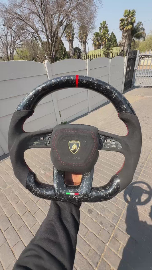 Lamborghini Forged Carbon Steering wheel with Red o Clock