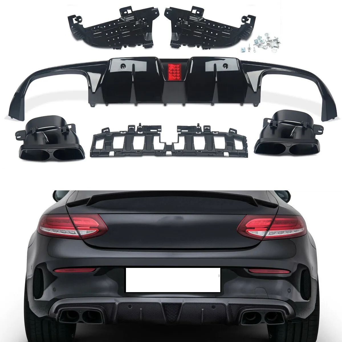 MERC W205 C-CLASS COUPE F1 LED BRABUS STYLE DIFFUSER