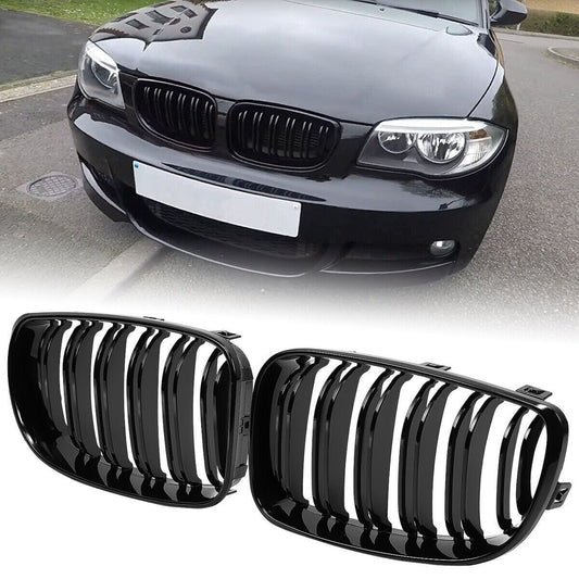 E82 / E87 DUAL SLAT BLACK KIDNEY GRILLES