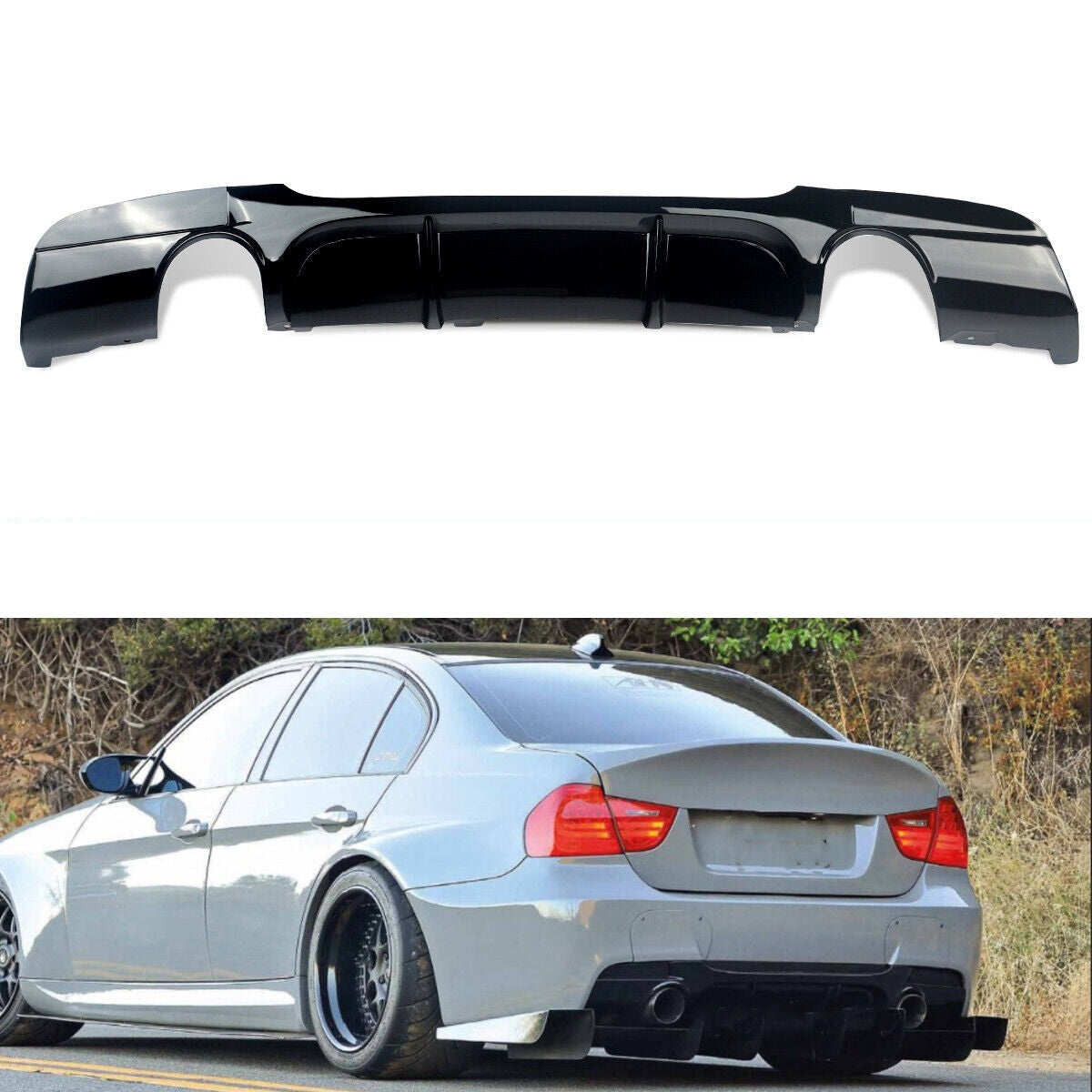 E90 3-SERIES M-SPORT STYLE GLOSS BLACK DIFFUSER