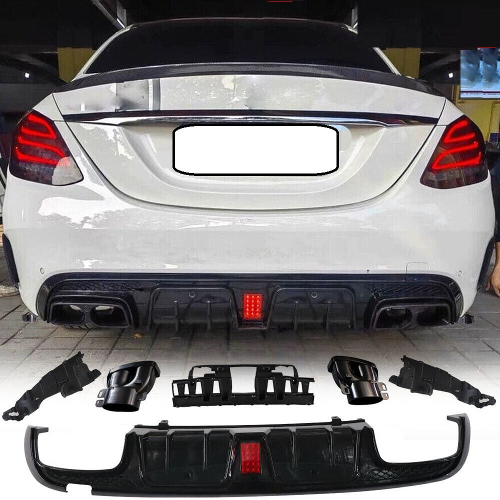 MERC W205 C-CLASS SEDAN F1 LED BRABUS STYLE DIFFUSER – Karbon Auto