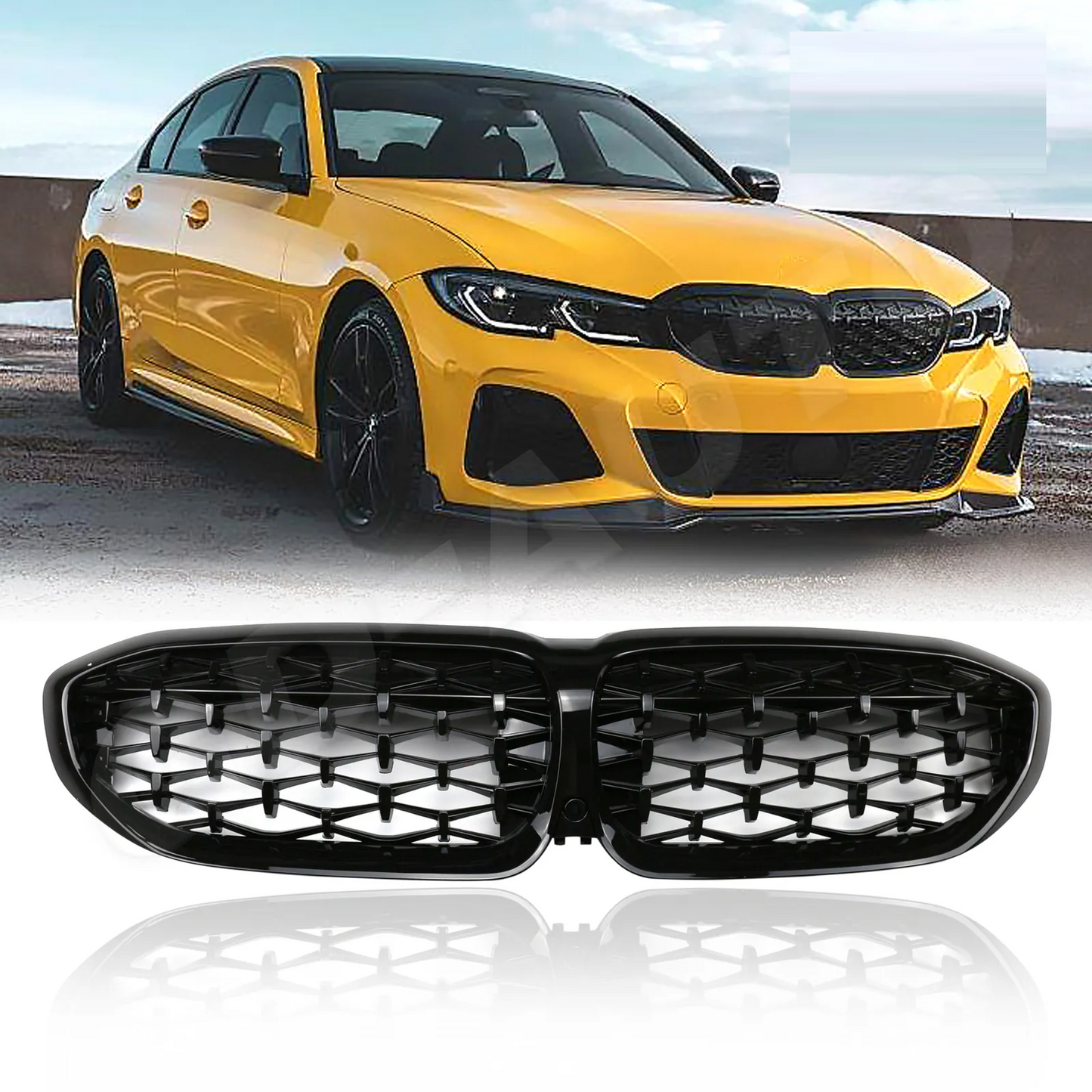 G20 3-SERIES DIAMOND GLOSS BLACK KIDNEY GRILLES