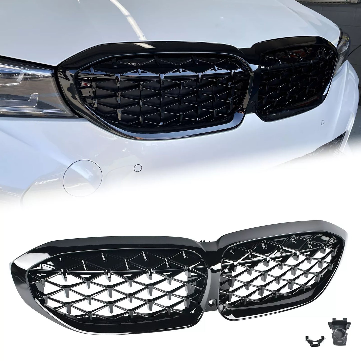 G20 3-SERIES DIAMOND GLOSS BLACK KIDNEY GRILLES