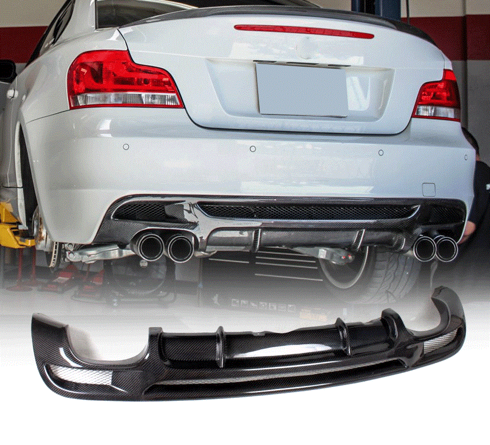 E82 / E88 M PERFORMANCE STYLE CARBON FIBRE REAR DIFFUSER (QUAD EXHAUST ...