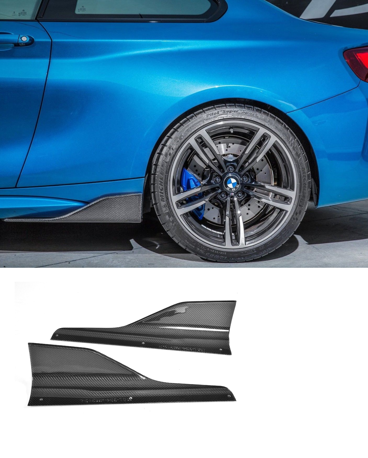 F87 M2 CARBON FIBRE SIDE SKIRT SPLITTERS